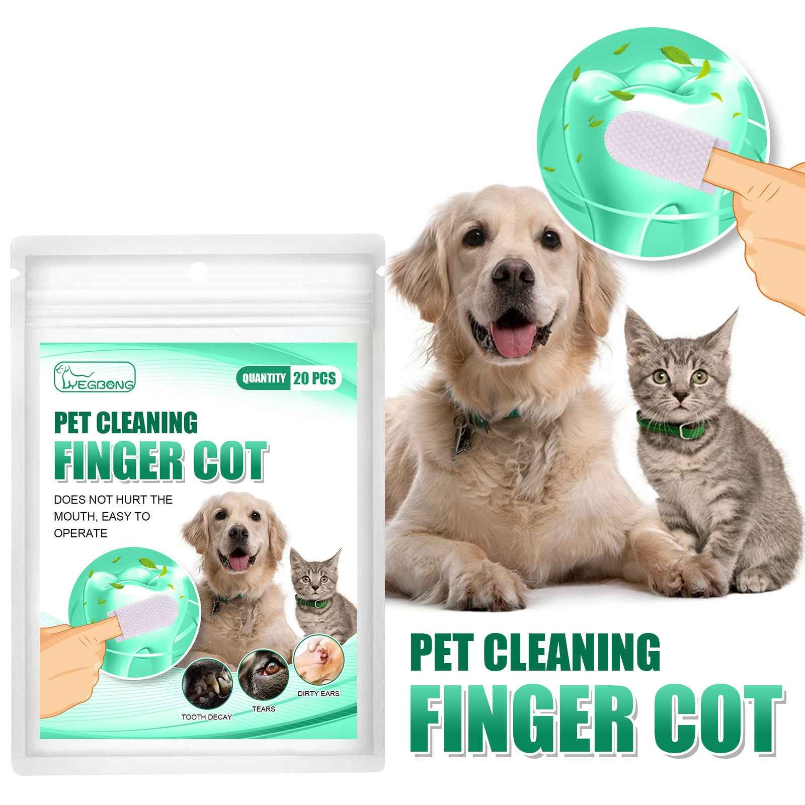 Pet Tooth Cleaning Finger Sleeves for Dogs and Cats Oral Hygiene Care