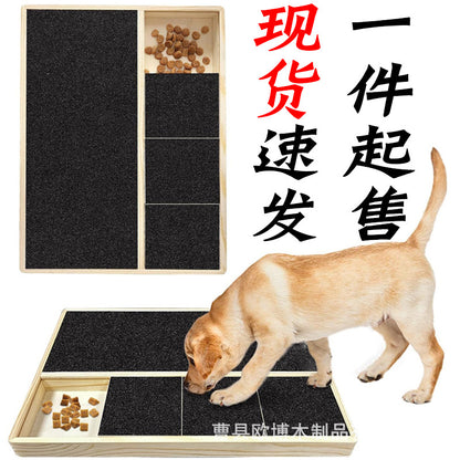 Wooden dog scratcher with multiple drawers, dog nail file board, dog nail grinding toy, wooden pet claw grinder