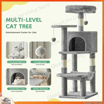44 Inch Tall Cat Tree Tower for Multiple Cats with Sisal Scratching Posts Condo Perch Platform Indoor Cat Furniture Pet - Needora