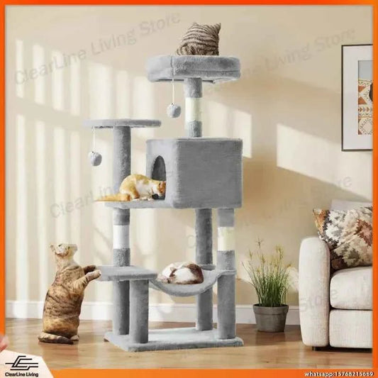 44 Inch Tall Cat Tree Tower for Multiple Cats with Sisal Scratching Posts Condo Perch Platform Indoor Cat Furniture Pet - Needora
