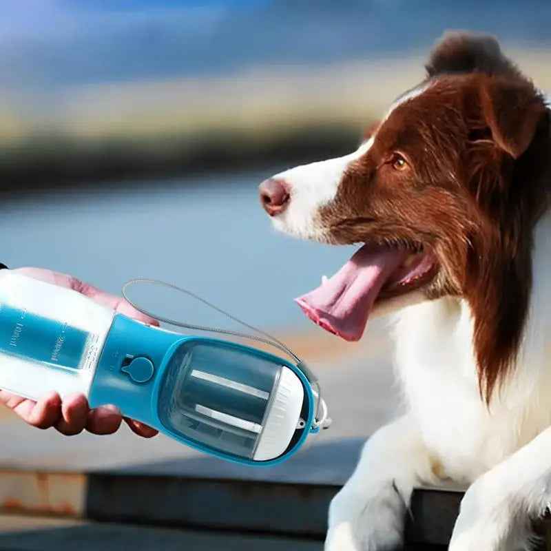 3‑in‑1 Dog Water Food Cup Portable Pet Bottle with Waste Bag Holder Travel