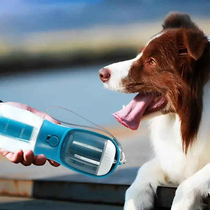 3‑in‑1 Dog Water Food Cup Portable Pet Bottle with Waste Bag Holder Travel