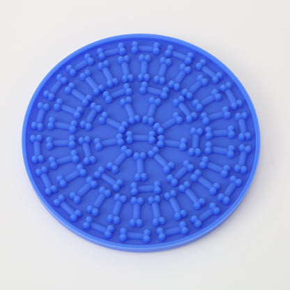 Silicone Feeding Mat with Suction Cup Pet Licking Pad Slow Feeding Mat Anti-Tip Slow Feeding Pad Round Cat Dog Licking Pad