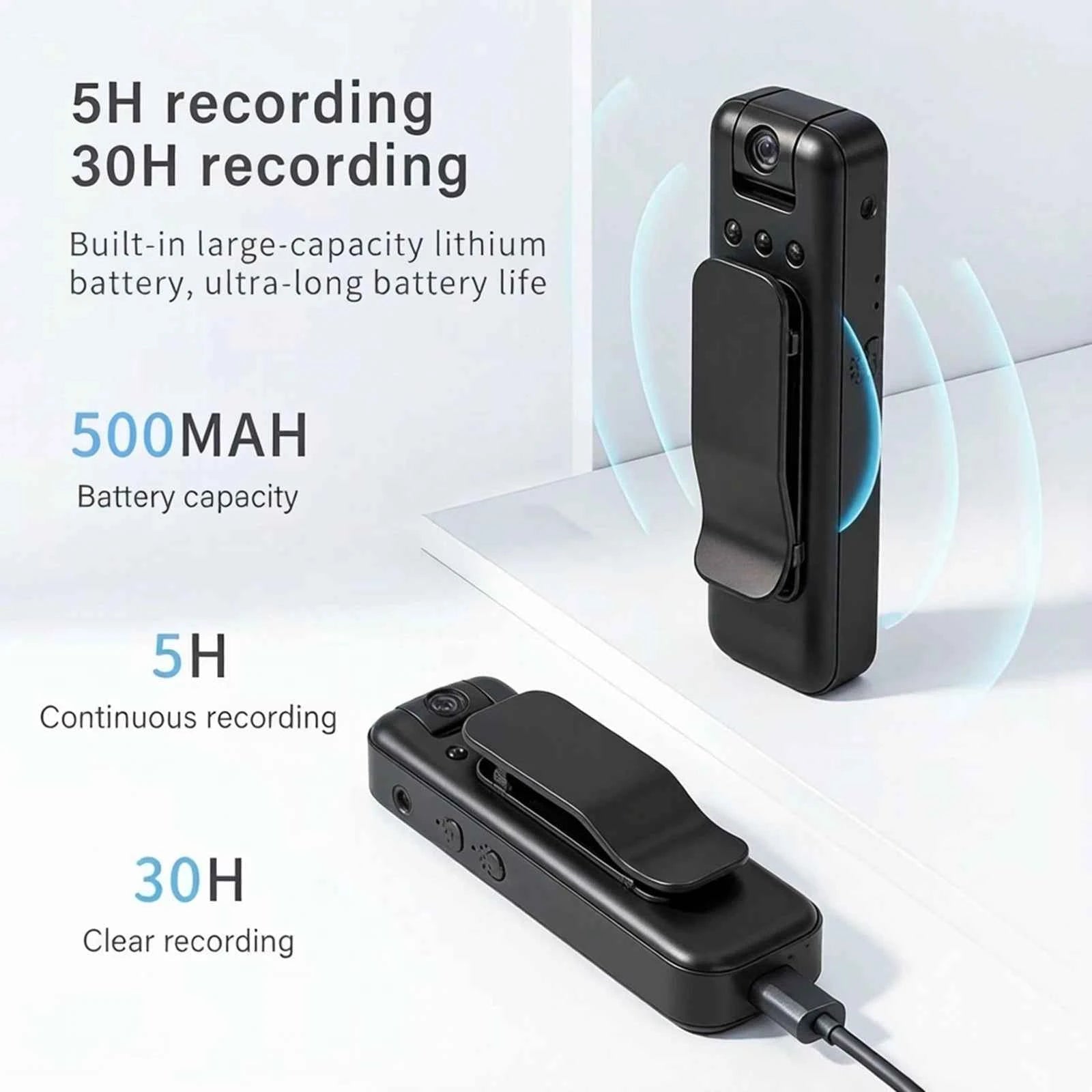 4K Thumb-sized Action Cam, Hands-free Wearable Cam with Audio & Video Recording for Work, Travel, Pet Walking, Vlog - Needora