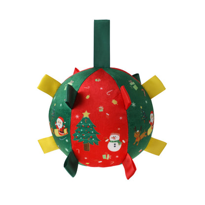 Christmas style dog toy ball outdoor sports ball self fun grinding plush ball small and medium-sized dog training pet toy