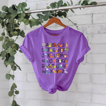 Animal letter pure cotton T-shirt