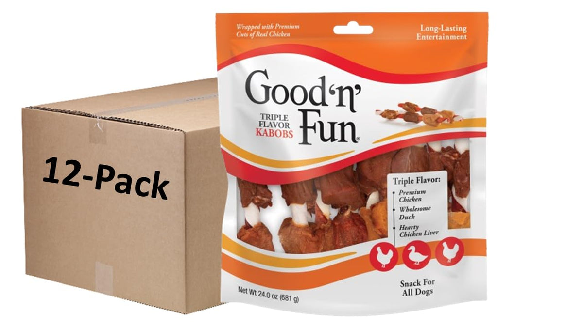 Good 'n' Fun Triple Flavor Kabobs Dog Chews, 24 oz