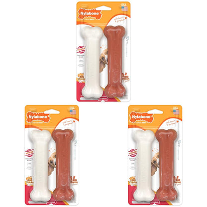 Nylabone Power Chew dog chew toy medium 2-pack bacon and chicken flavor