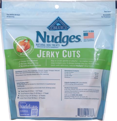 Blue Buffalo Nudges Chicken Jerky Cuts Dog Treats, 16 oz