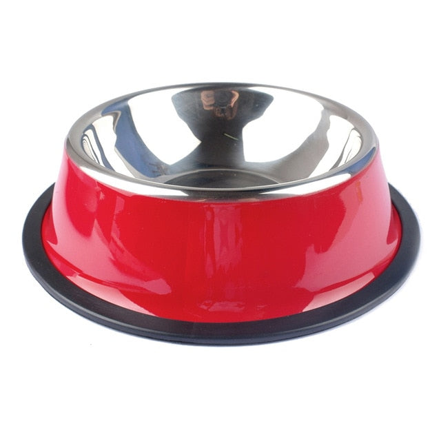 Stainless Steel Color Spray Paint Pet Dog Bowls Puppy Cats Food Drink Water Feeder Pets Supplies Non slip Feeding Dishes
