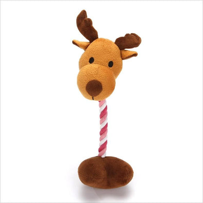 Christmas Plush Squeaker Dog Toy with Rope – Santa, Snowman & Elk Chew Toys