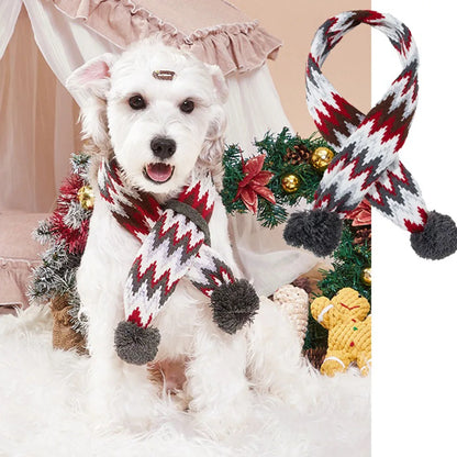 Knitted Christmas Pet Scarf – Cozy Winter Scarf for Dogs & Cats (S/M/L)