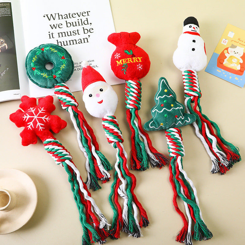 Christmas Plush Rope Dog Toy – Festive Chew Toy in 6 Holiday Designs