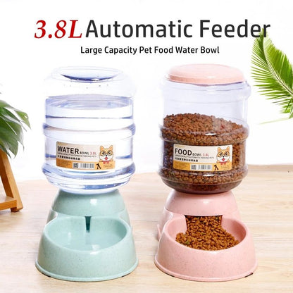 Upgrade Wheat Straw Large Capacity 3.8L Pet Feeder Automatic Water Feeding Dog Basin Pet Bowl