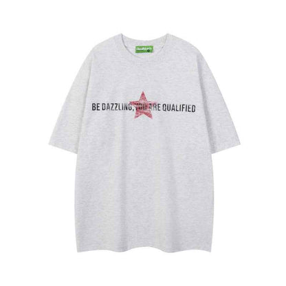 Star animal print short sleeved men's and women's loose casual T-shirt