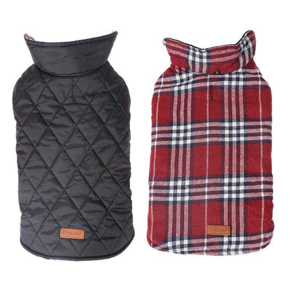 Waterproof Reversible Plaid Dog Jacket for Pets