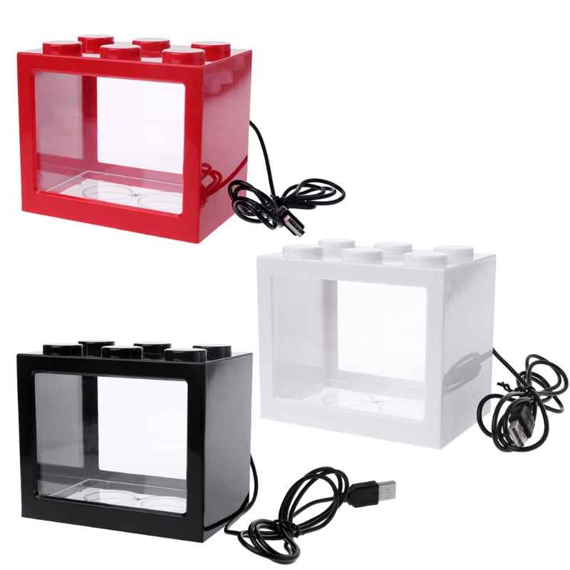 Mini USB Desktop Aquarium – Colorful LED Light Tank for Home & Office