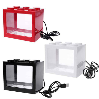 Mini USB Desktop Aquarium – Colorful LED Light Tank for Home & Office