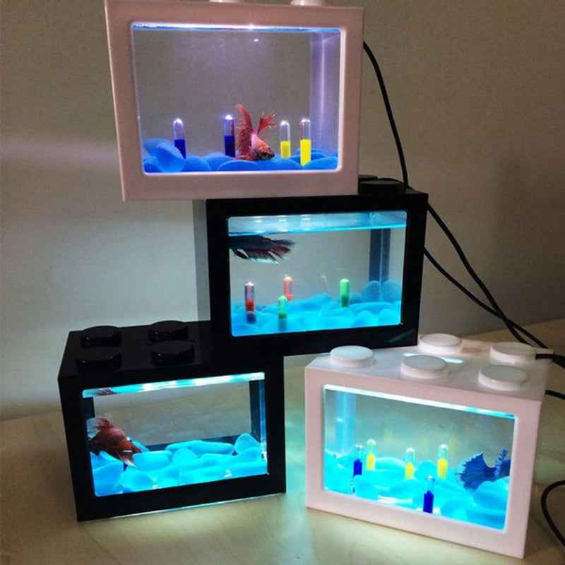Mini USB Desktop Aquarium – Colorful LED Light Tank for Home & Office