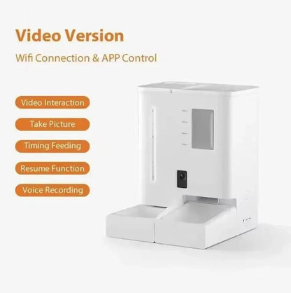 5L Smart Automatic Pet Feeder & 4L Water Fountain with HD Camera, Wi-Fi App Control & Voice Recording - Needora