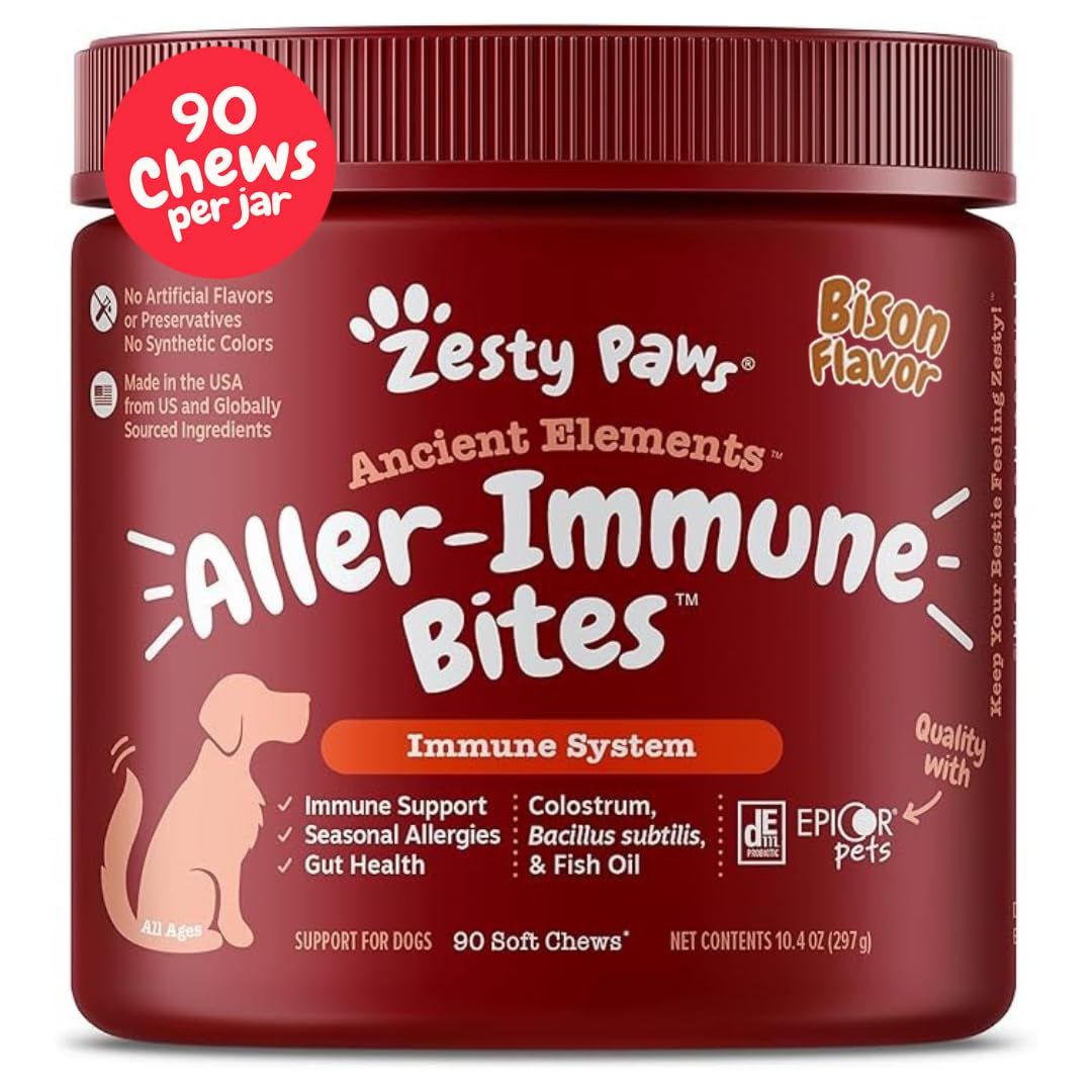 Zesty Paws Peanut Butter Allergy Support Chews for Dogs, 90 Count