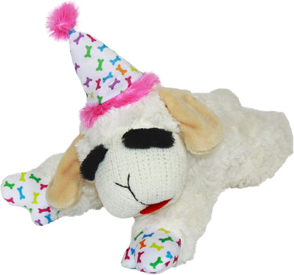 Multipet Holiday Lamb Chop – 10.5" Plush Squeaky Dog Toy with Reindeer Antlers