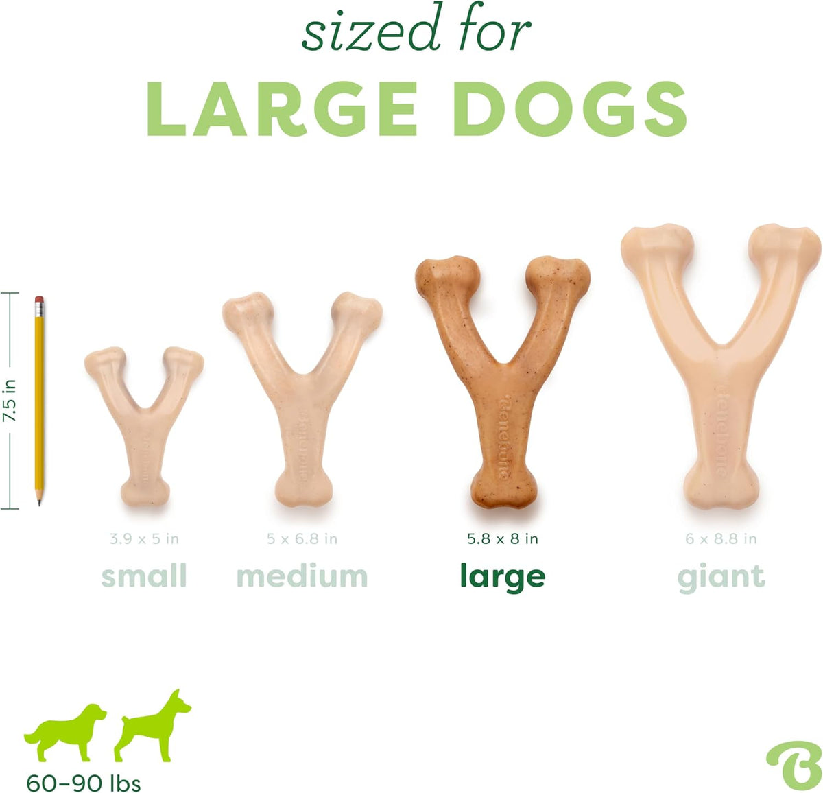 Benebone Wishbone dog chew - curved wishbone shape for an easy paw grip