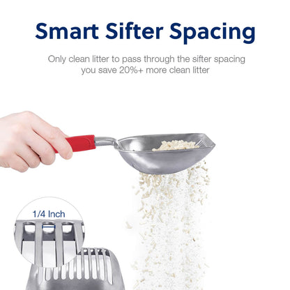 WePet Metal Cat Litter Scoop with Deep Sifter and Long Handle