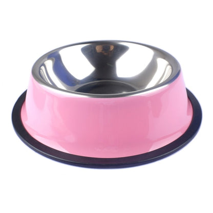 Stainless Steel Color Spray Paint Pet Dog Bowls Puppy Cats Food Drink Water Feeder Pets Supplies Non slip Feeding Dishes