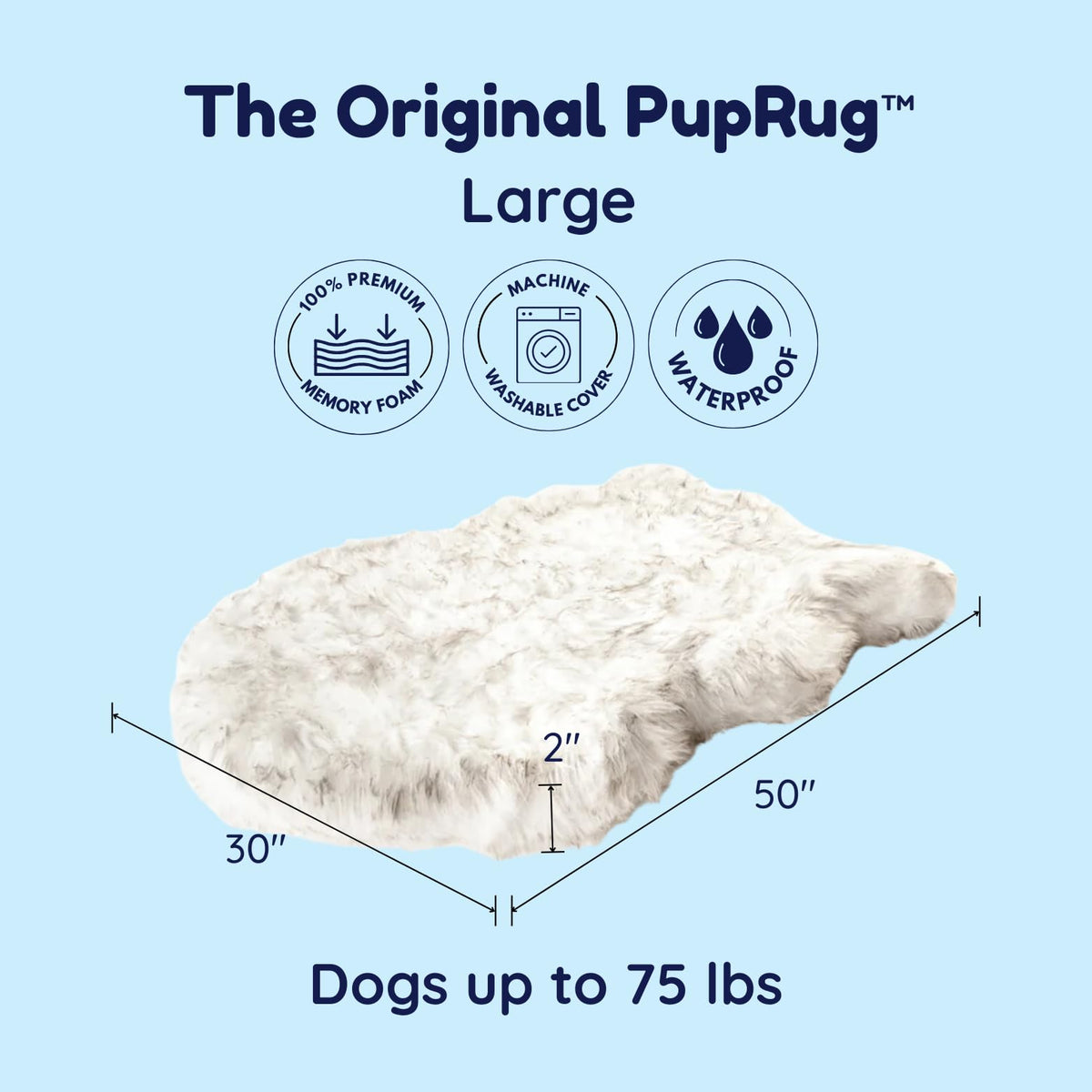 PupRug Orthopedic Dog Bed – size reference view