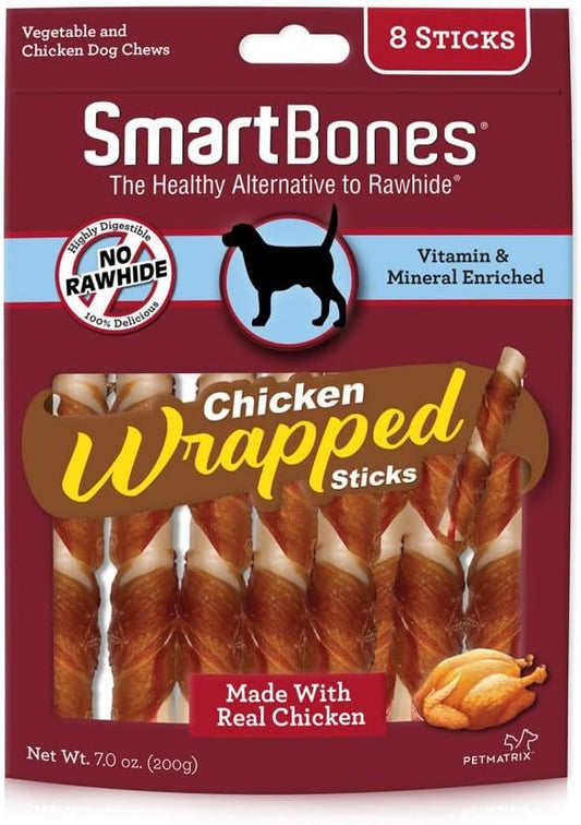 SmartBones chicken wrapped sticks rawhide-free dog treats 8 count