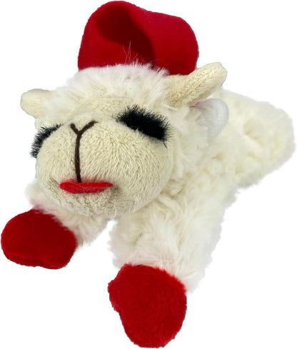 Multipet Holiday Lamb Chop – 10.5" Plush Squeaky Dog Toy with Reindeer Antlers