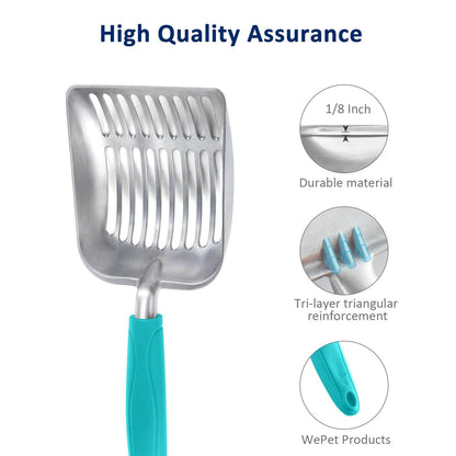 WePet Metal Cat Litter Scoop with Deep Sifter and Long Handle