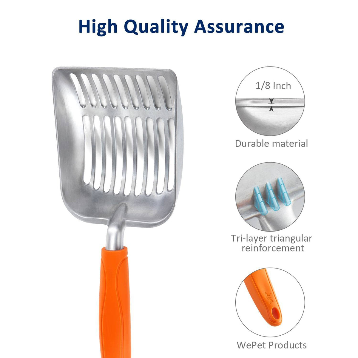 WePet Metal Cat Litter Scoop with Deep Sifter and Long Handle