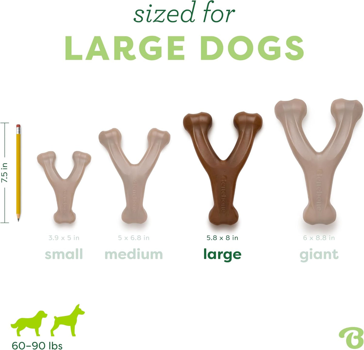 Benebone Wishbone dog chew - curved wishbone shape for an easy paw grip