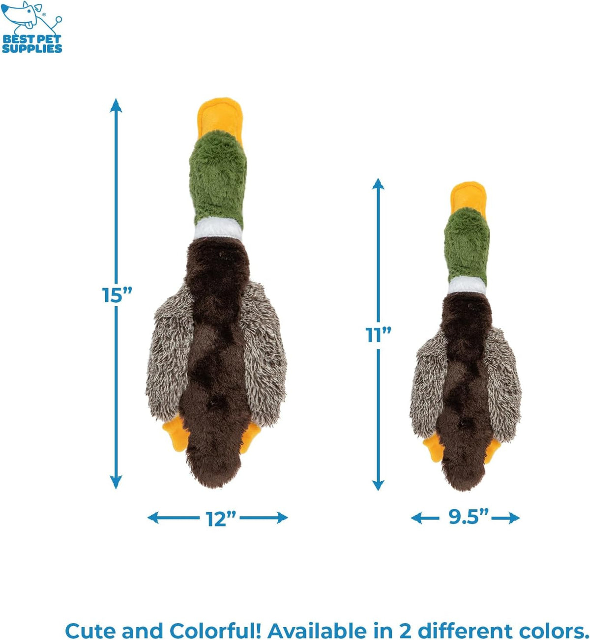 Best Pet Supplies Crinkle Duck Dog Toy – Blue, No Stuffing