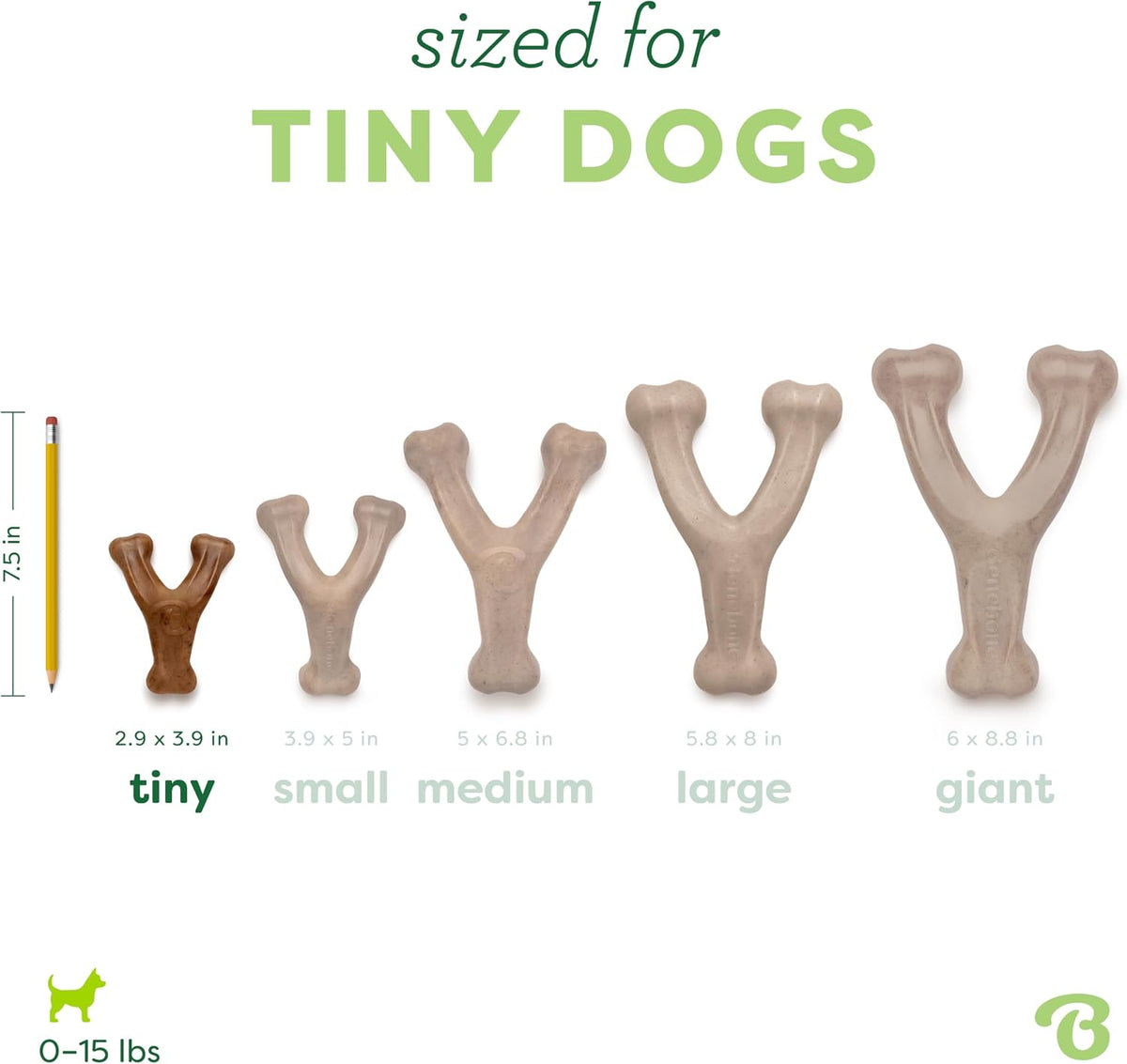 Benebone Wishbone dog chew - curved wishbone shape for an easy paw grip