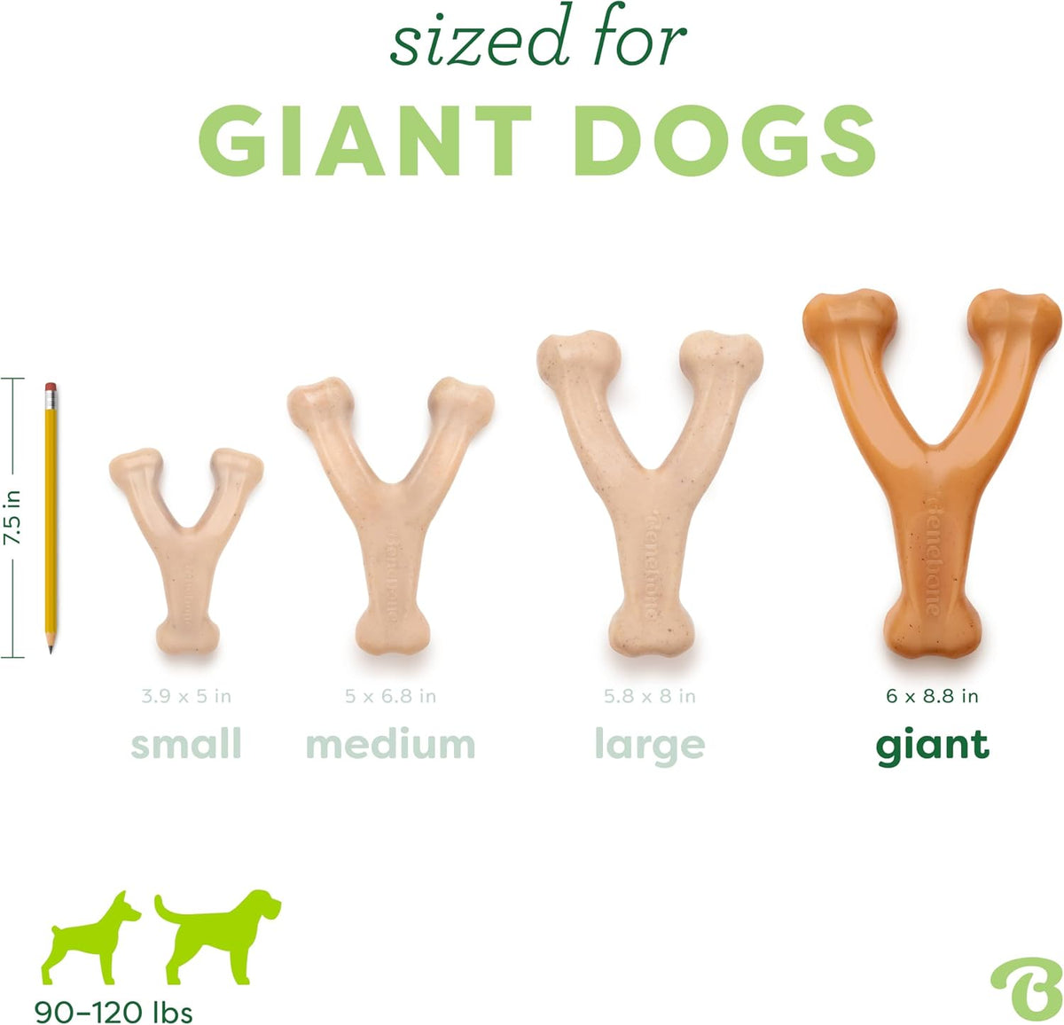 Benebone Wishbone dog chew - curved wishbone shape for an easy paw grip