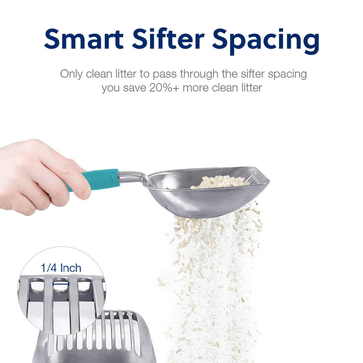 WePet Metal Cat Litter Scoop with Deep Sifter and Long Handle