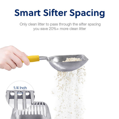 WePet Metal Cat Litter Scoop with Deep Sifter and Long Handle