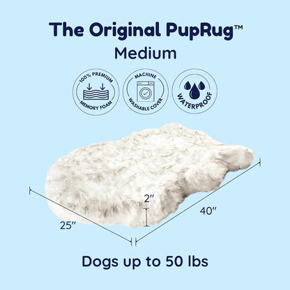 PAW PupRug Orthopedic Memory Foam Dog Bed – White/Brown, 40 x 25 in