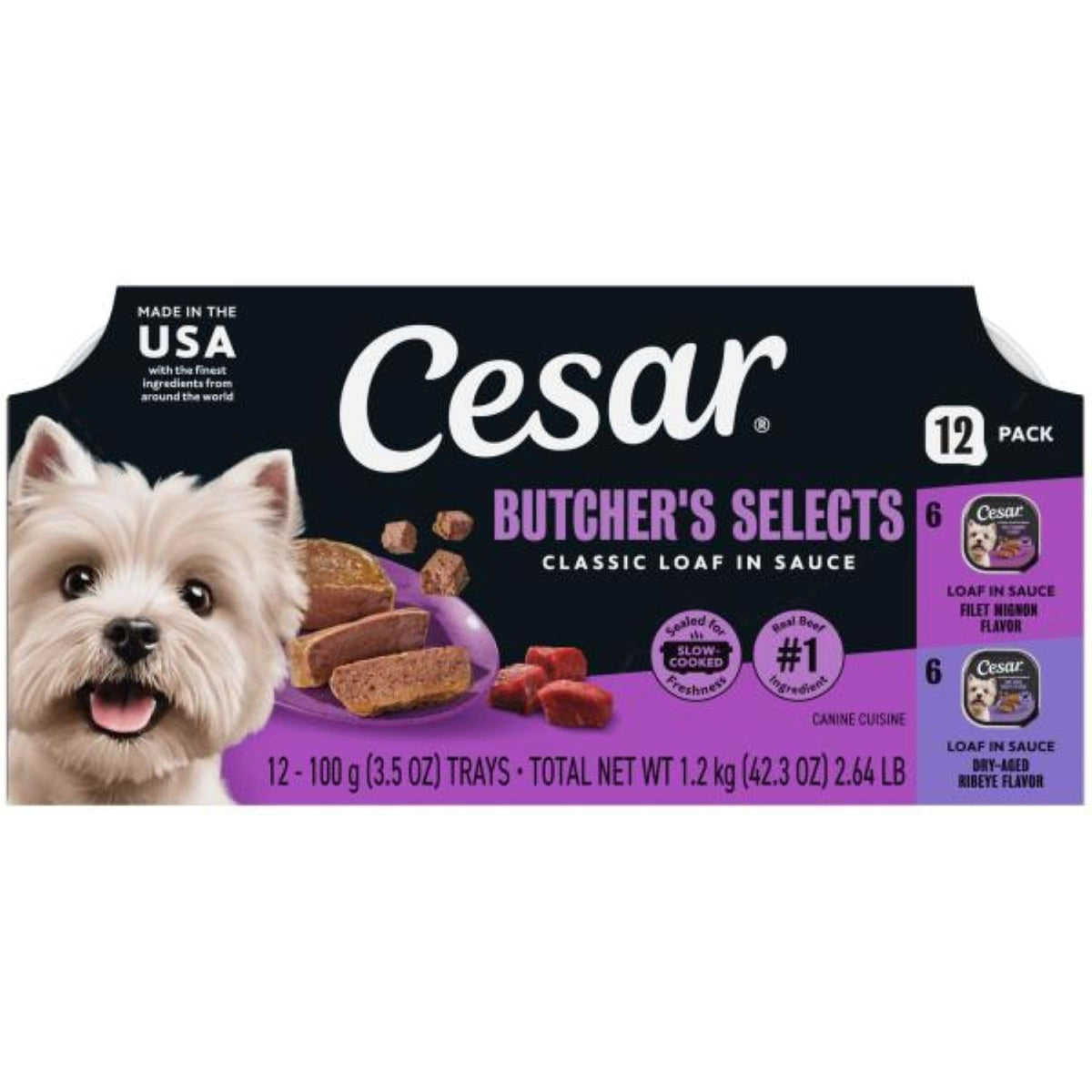 Cesar Meaty Selects Classic Loaf in Sauce Wet Dog Food, 36 Trays