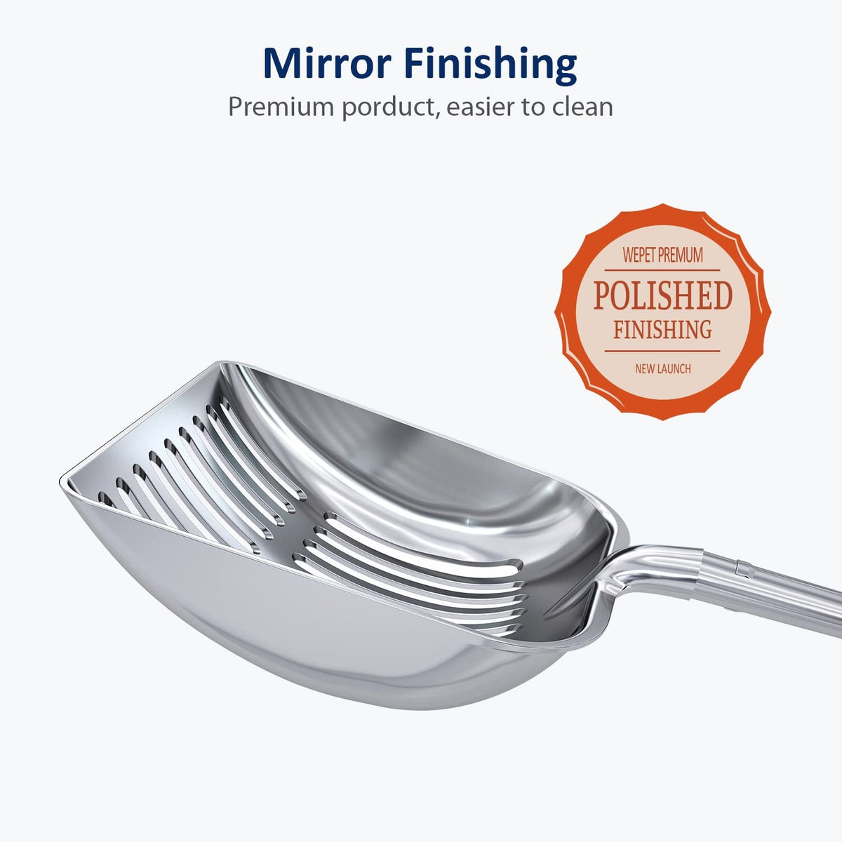 WePet Metal Cat Litter Scoop with Deep Sifter and Long Handle