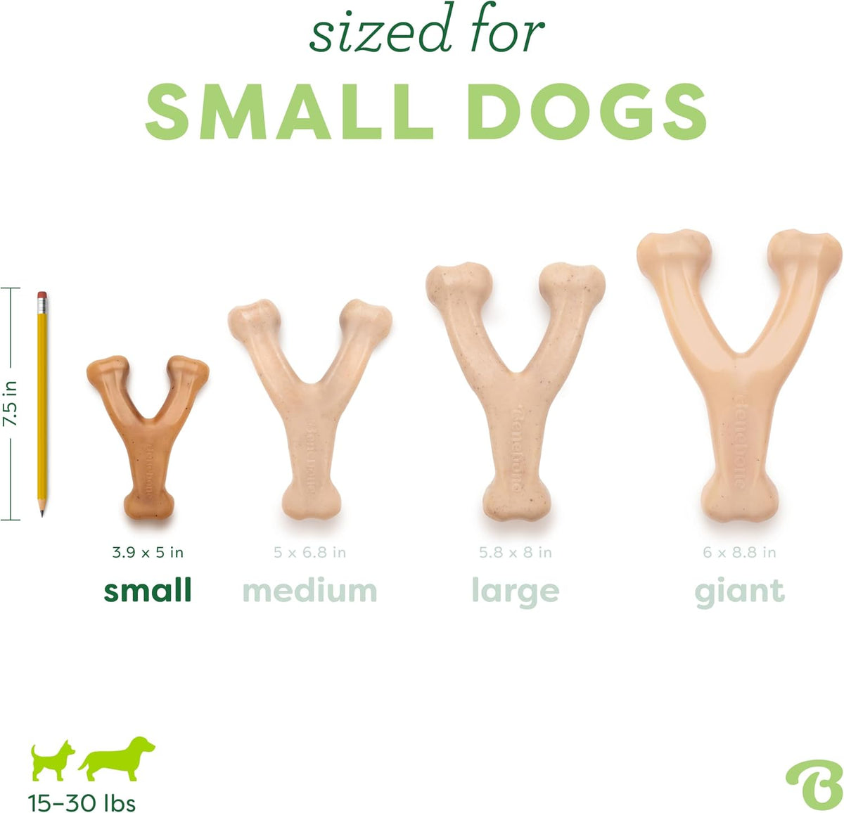 Benebone Wishbone dog chew - curved wishbone shape for an easy paw grip