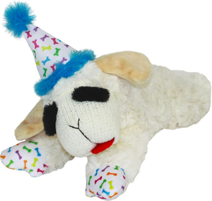 Multipet Holiday Lamb Chop – 10.5" Plush Squeaky Dog Toy with Reindeer Antlers
