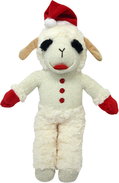 Multipet Holiday Lamb Chop – 10.5" Plush Squeaky Dog Toy with Reindeer Antlers