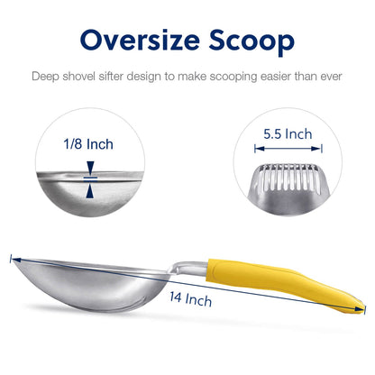 WePet Metal Cat Litter Scoop with Deep Sifter and Long Handle