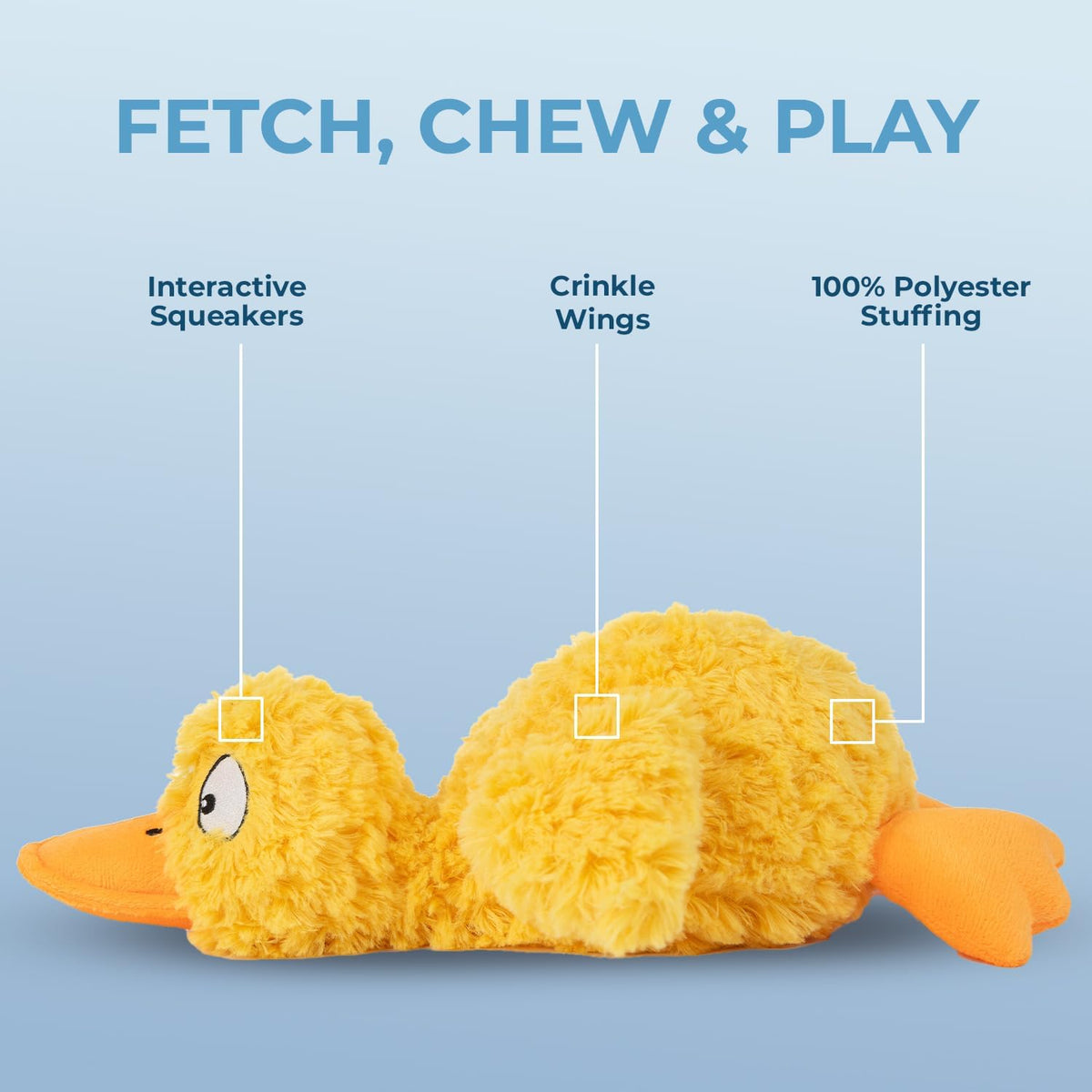 Best Pet Supplies Crinkle Duck Dog Toy – Blue, No Stuffing