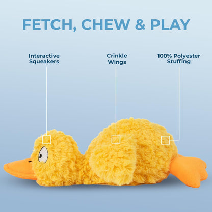 Best Pet Supplies Crinkle Duck Dog Toy – Blue, No Stuffing