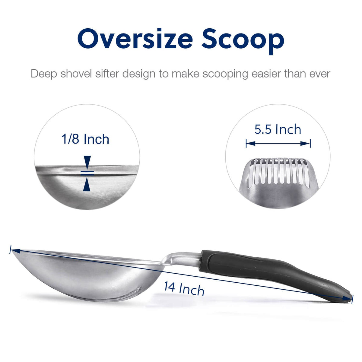 WePet Metal Cat Litter Scoop with Deep Sifter and Long Handle